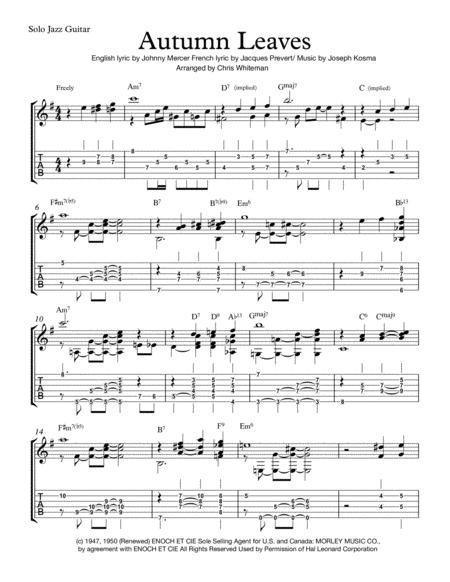 autumn leaves classical guitar pdf scores